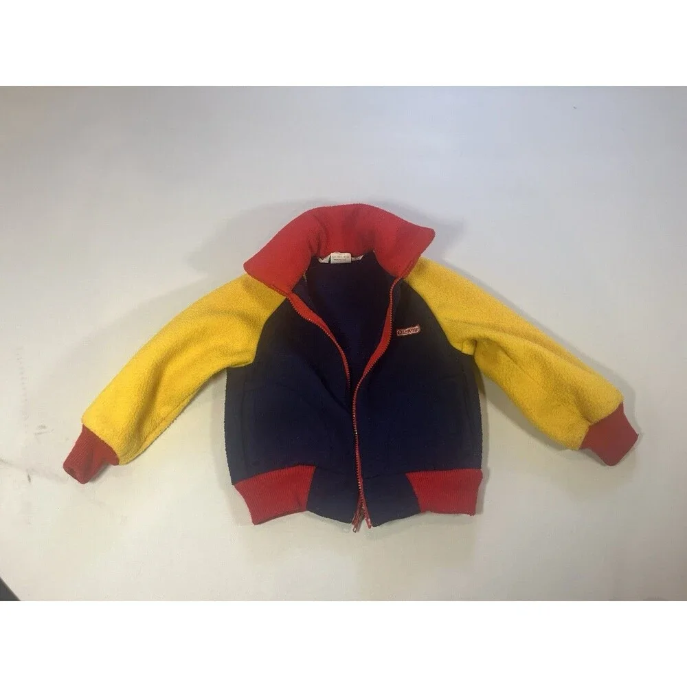 Vintage OshKosh B’gosh Colorblock Fleece Jacket – Size 4 Toddler – Made in USA - Picture 9 of 16
